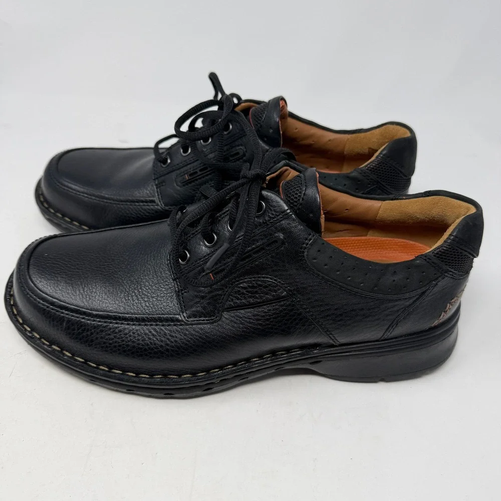 Clarks Un.Bend Oxford Mens 9 Black New Unstructured Leather Lace Up Shoes